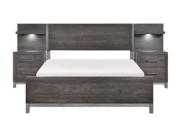 Zephyr Brown/Silver 5-Piece Eastern King Bedroom Set - Ornate Home