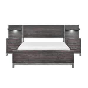 Zephyr Brown/Silver 5-Piece Full Bedroom Set - Ornate Home