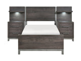 Zephyr Brown/Silver 5-Piece Twin Bedroom Set - Ornate Home