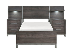 Zephyr Brown/Silver 5-Piece Twin Bedroom Set - Ornate Home