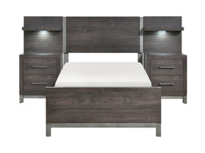 Zephyr Brown/Silver 5-Piece Twin Bedroom Set - Ornate Home
