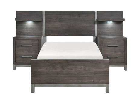 Zephyr Brown/Silver 5-Piece Twin Bedroom Set - Ornate Home