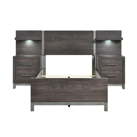 Zephyr Brown/Silver 5-Piece Twin Bedroom Set - Ornate Home