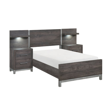 Zephyr Brown/Silver 5-Piece Twin Bedroom Set - Ornate Home
