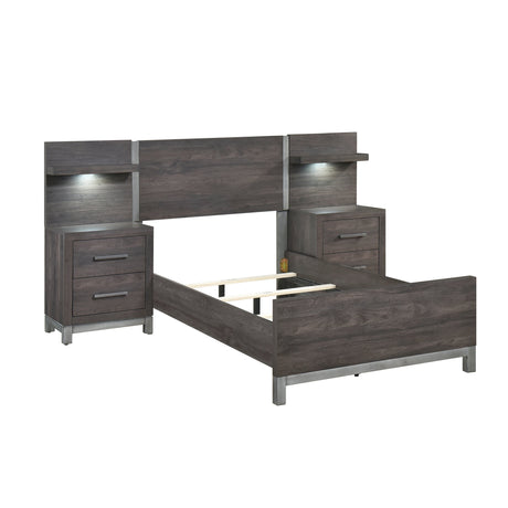 Zephyr Brown/Silver 5-Piece Twin Bedroom Set - Ornate Home