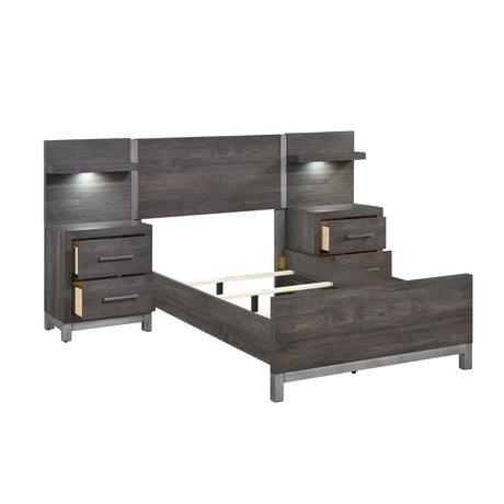 Zephyr Brown/Silver 5-Piece Twin Bedroom Set - Ornate Home