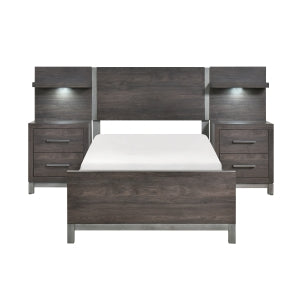 Zephyr Brown/Silver 5-Piece Twin Bedroom Set - Ornate Home