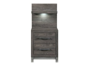 Zephyr Brown/Silver Nightstand with Wall Panel - Ornate Home