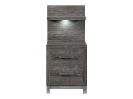 Zephyr Brown/Silver Nightstand with Wall Panel - Ornate Home