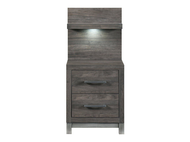 Zephyr Brown/Silver Nightstand with Wall Panel - Ornate Home