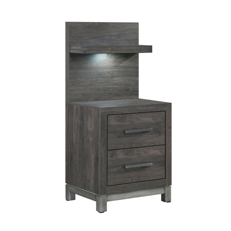 Zephyr Brown/Silver Nightstand with Wall Panel - Ornate Home