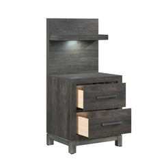 Zephyr Brown/Silver Nightstand with Wall Panel - Ornate Home