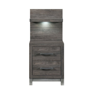 Zephyr Brown/Silver Nightstand with Wall Panel - Ornate Home