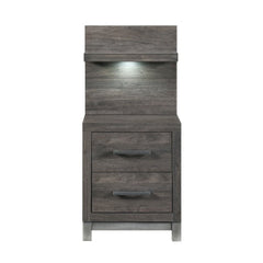 Zephyr Brown/Silver Nightstand with Wall Panel - Ornate Home