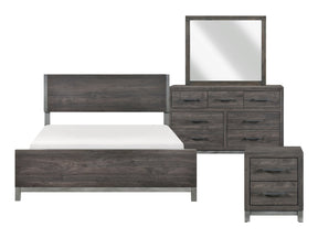 Zephyr Brownish Gray/Antique Silver 4-Piece Queen Bedroom Set - Ornate Home