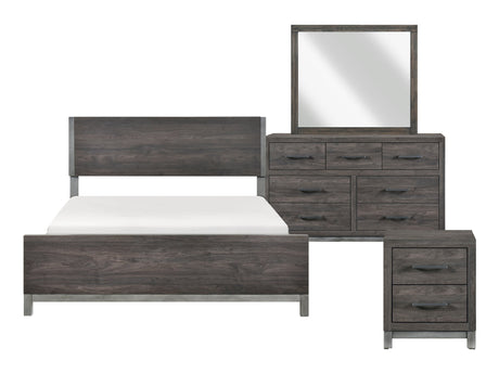 Zephyr Brownish Gray/Antique Silver 4-Piece Queen Bedroom Set - Ornate Home