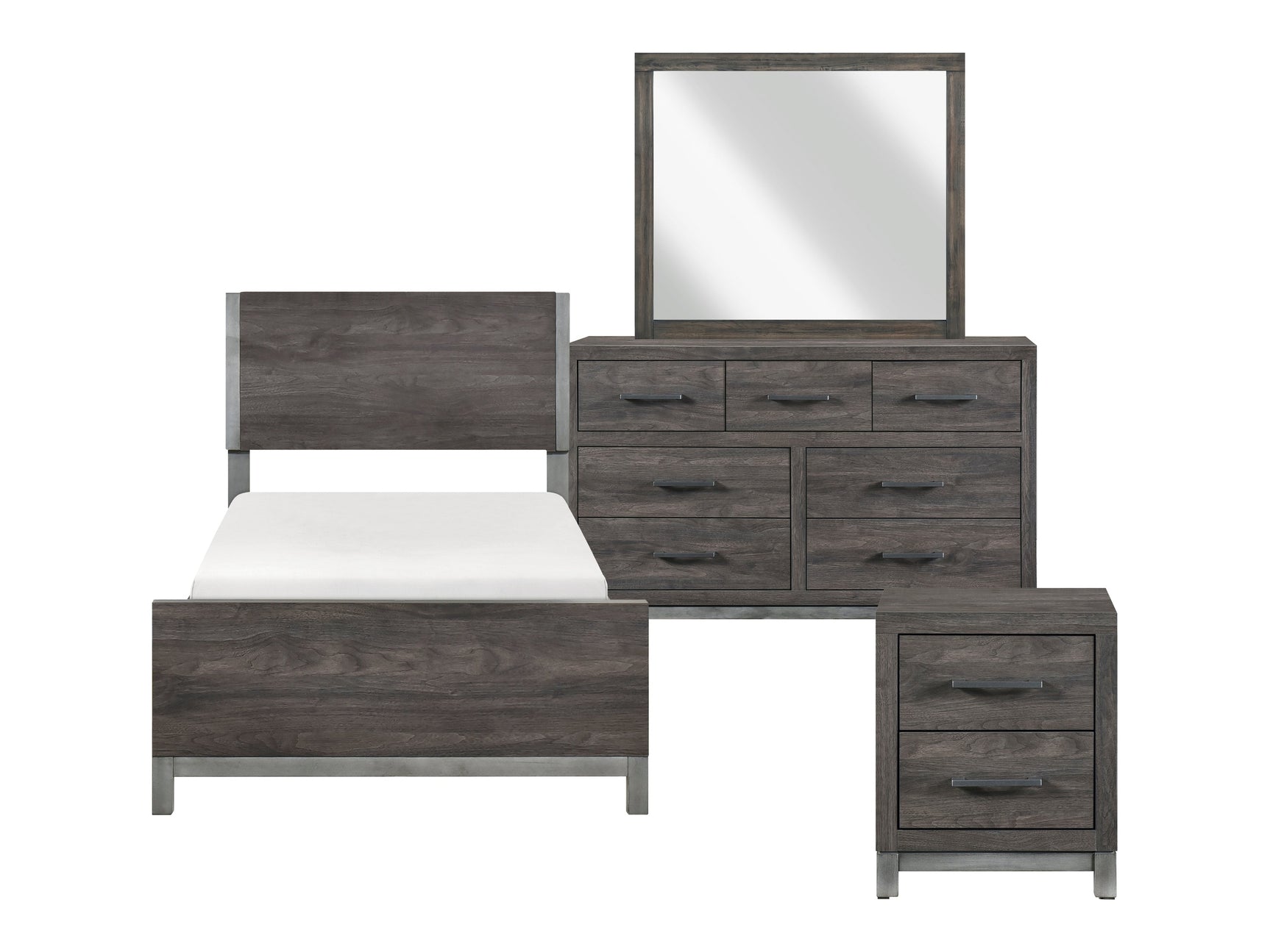 Zephyr Brownish Gray/Antique Silver 4-Piece Twin Bedroom Set - Ornate Home