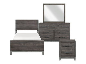 Zephyr Brownish Gray/Antique Silver 4-Piece Twin Bedroom Set - Ornate Home