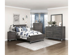 Zephyr Brownish Gray/Antique Silver 5-Piece Queen Bedroom Set - Ornate Home