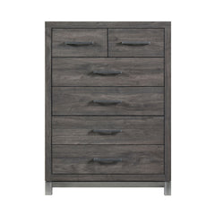 Zephyr Brownish Gray/Antique Silver 5-Piece Queen Bedroom Set - Ornate Home