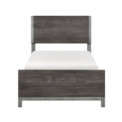 Zephyr Brownish Gray/Antique Silver 5-Piece Twin Bedroom Set - Ornate Home