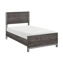 Zephyr Brownish Gray/Antique Silver 5-Piece Twin Bedroom Set - Ornate Home