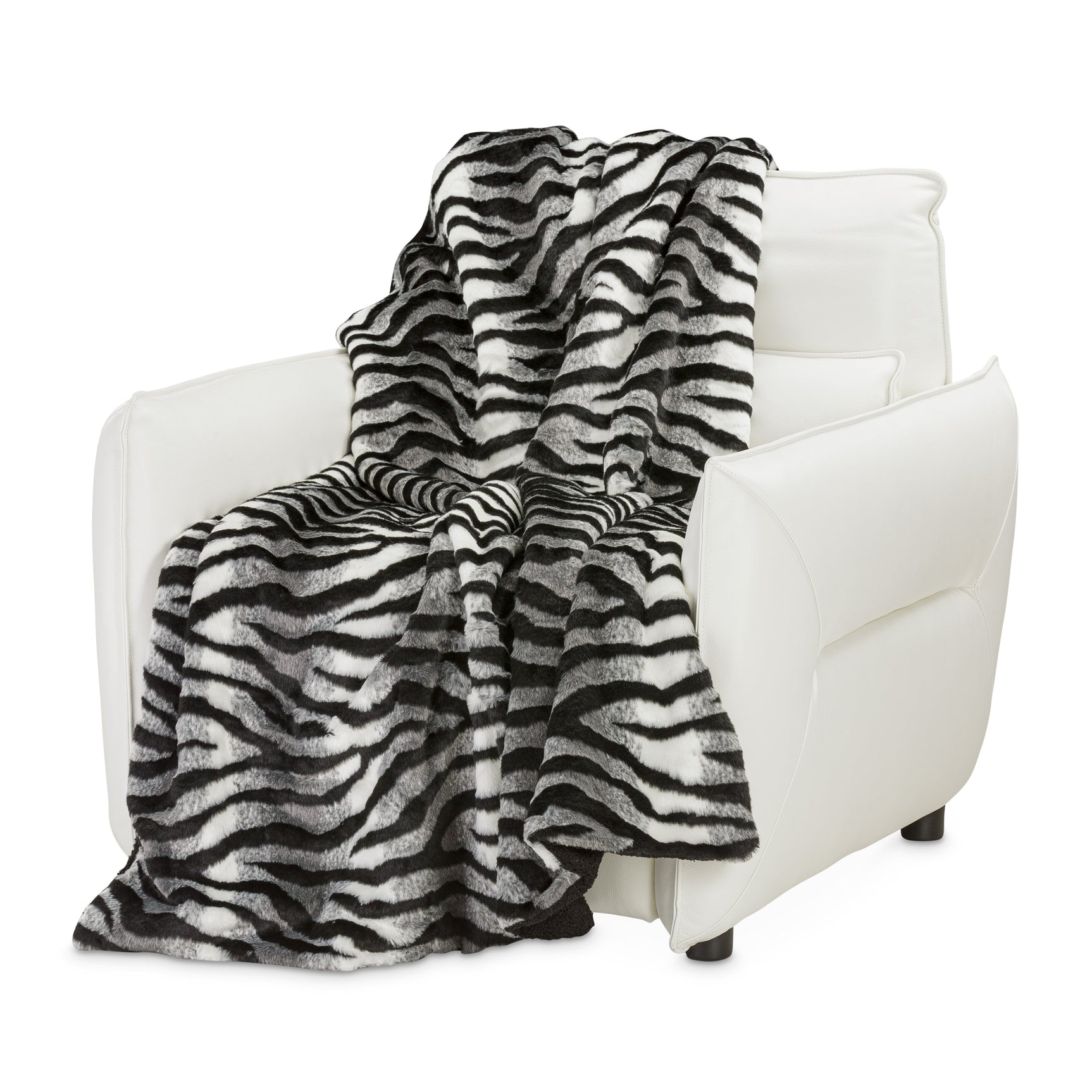 Zephyr Ebony 56"x72" in Faux-Fur Throw - Ornate Home