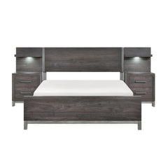 Zephyr Gray Full Wall Bed 5pc Bedroom Set - Ornate Home