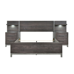 Zephyr Gray Full Wall Bed 5pc Bedroom Set - Ornate Home
