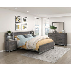 Zephyr Gray Full Wall Bed 5pc Bedroom Set - Ornate Home