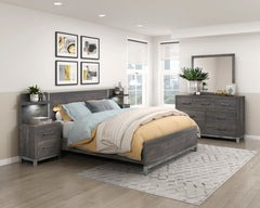 Zephyr Gray Full Wall Bed 5pc Bedroom Set - Ornate Home