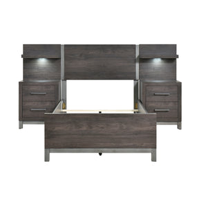 Zephyr Gray Twin Wall Bed 5pc Bedroom Set - Ornate Home