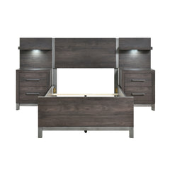 Zephyr Gray Twin Wall Bed 5pc Bedroom Set - Ornate Home