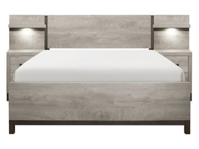 Zephyr Light Gray 5-Piece Set California King Wall Bedroom Set - Ornate Home