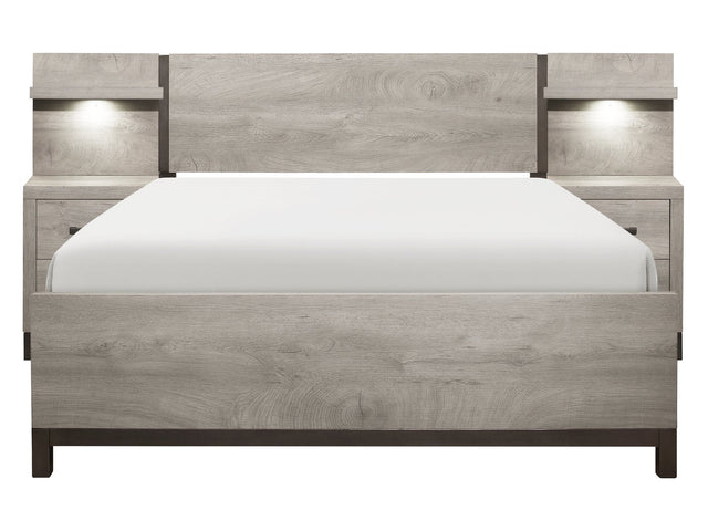 Zephyr Light Gray 5-Piece Set California King Wall Bedroom Set - Ornate Home