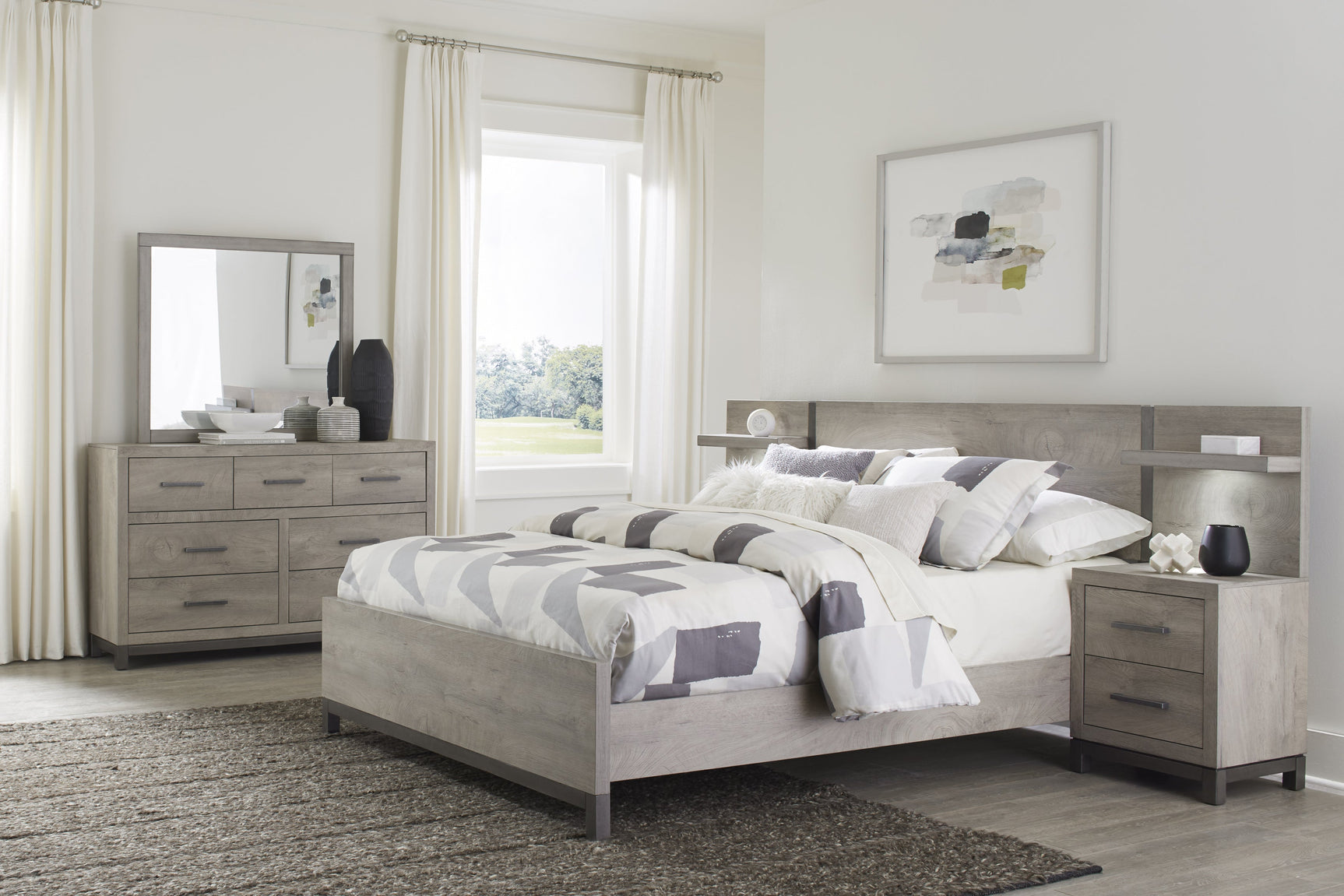 Zephyr Light Gray 5-Piece Set Eastern King Wall Bedroom Set - Ornate Home