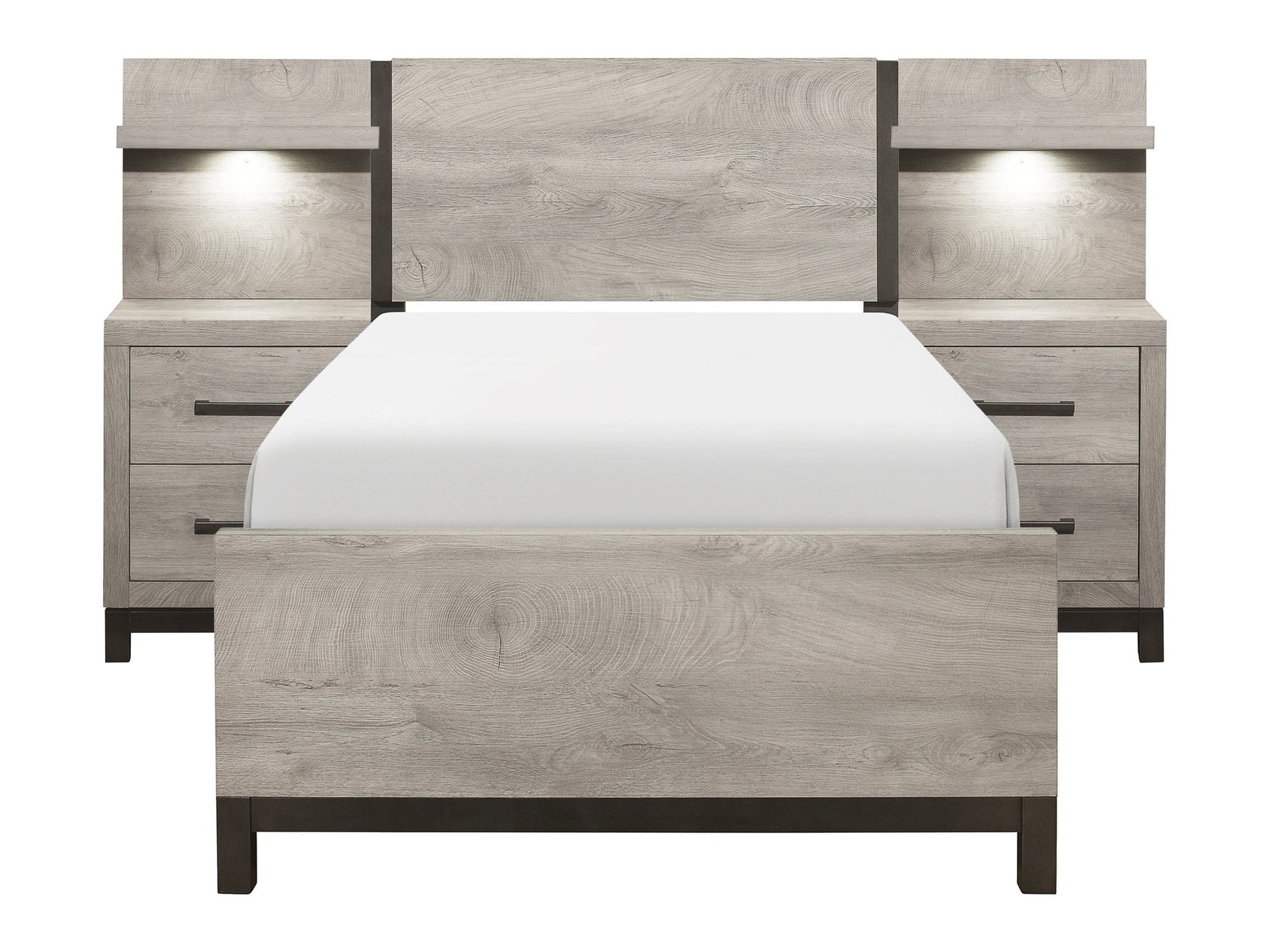 Zephyr Light Gray 5-Piece Twin Wall Bedroom Set - Ornate Home