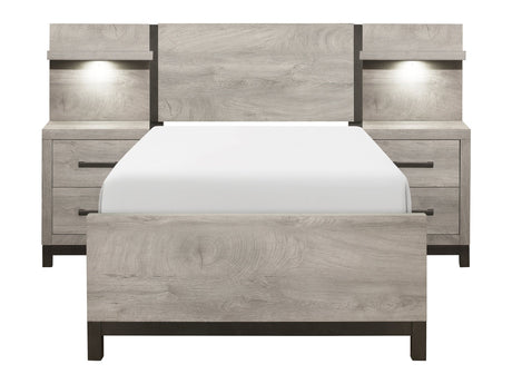 Zephyr Light Gray 5-Piece Twin Wall Bedroom Set - Ornate Home