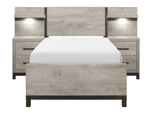 Zephyr Light Gray 5-Piece Twin Wall Bedroom Set - Ornate Home