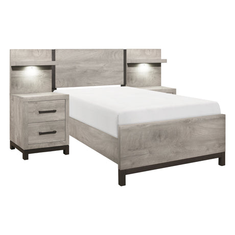Zephyr Light Gray 5-Piece Twin Wall Bedroom Set - Ornate Home