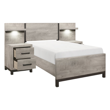 Zephyr Light Gray 5-Piece Twin Wall Bedroom Set - Ornate Home