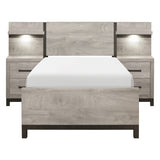 Zephyr Light Gray 5-Piece Twin Wall Bedroom Set - Ornate Home