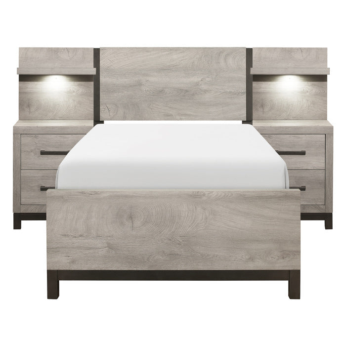 Zephyr Light Gray 5-Piece Twin Wall Bedroom Set - Ornate Home