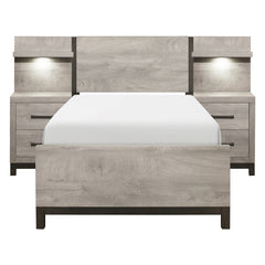 Zephyr Light Gray 5-Piece Twin Wall Bedroom Set - Ornate Home