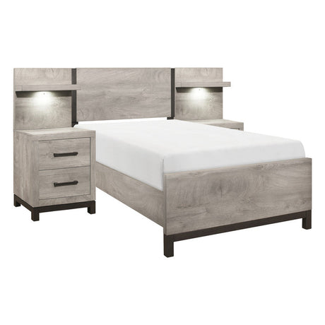Zephyr Light Gray 5-Piece Twin Wall Bedroom Set - Ornate Home