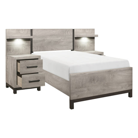 Zephyr Light Gray 5-Piece Twin Wall Bedroom Set - Ornate Home