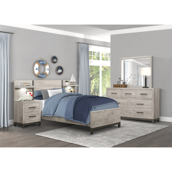 Zephyr Light Gray 5-Piece Twin Wall Bedroom Set - Ornate Home