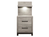 Zephyr Light Gray Nightstand with Wall Panel - Ornate Home