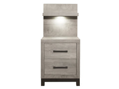 Zephyr Light Gray Nightstand with Wall Panel - Ornate Home