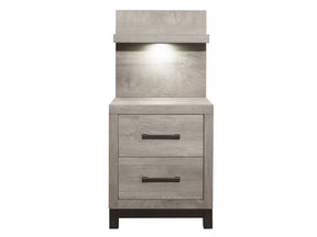 Zephyr Light Gray Nightstand with Wall Panel - Ornate Home